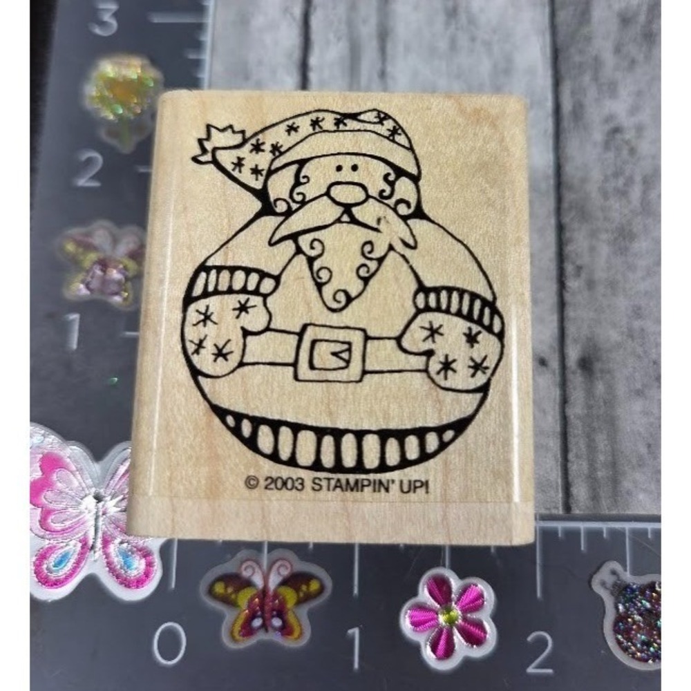 Stampin' Up! Santa Holiday Round 2003 Christmas Rubber Stamp Wood #N45